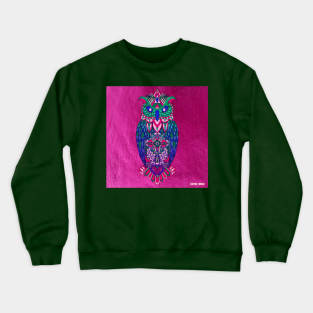 the mexican owl in totonac in ecopop pattern Crewneck Sweatshirt